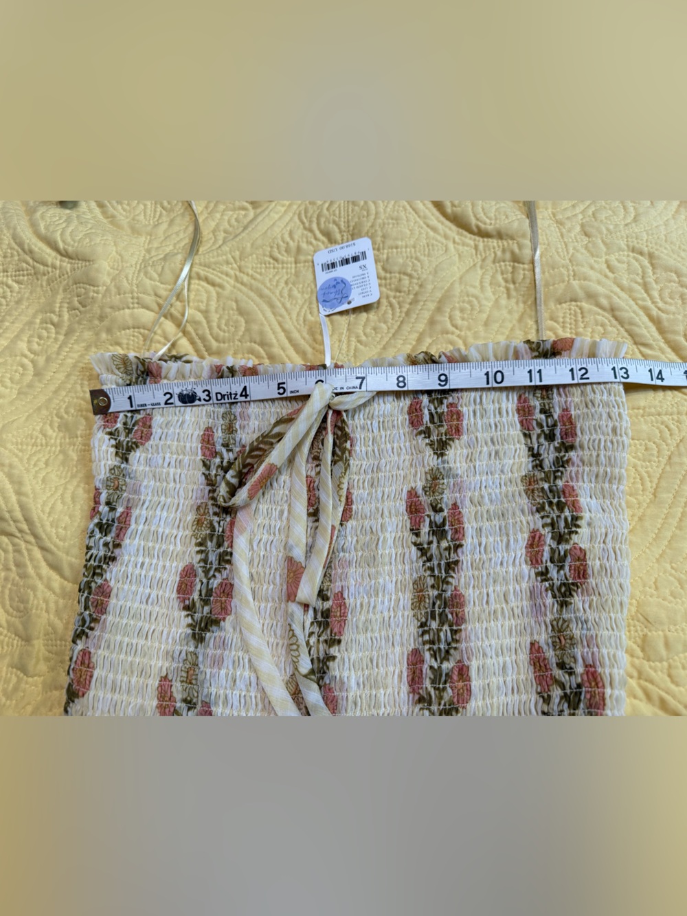 H077 NWT Free People Yellow XS ptp13-18 Floral High-Low Tiered Dress - Picture 11 of 12